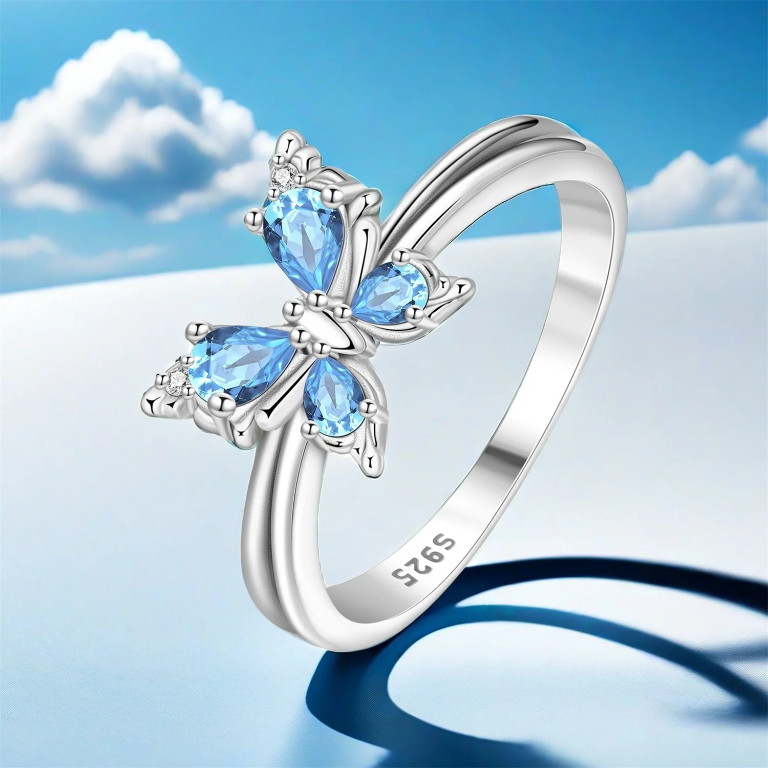 Bague papillon argent detail